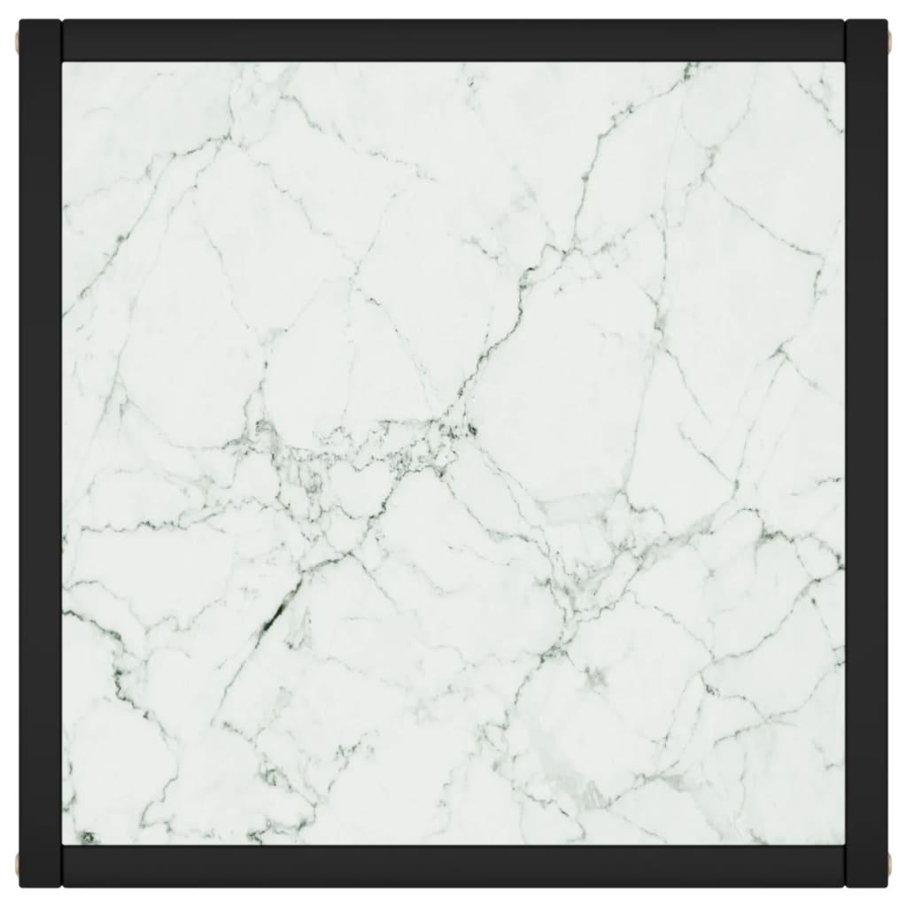 Couchtisch Schwarz mit Weißem Glas Marmor-Optik 40x40x50 cm