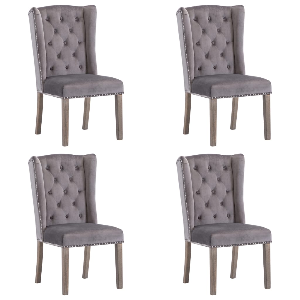 Chaises de salle à manger, lot de 4, velours gris