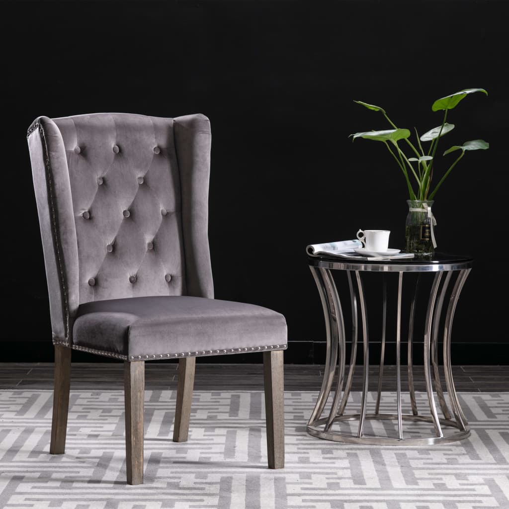 Chaises de salle à manger, lot de 4, velours gris