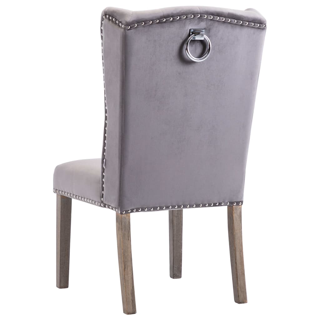 Chaises de salle à manger, lot de 4, velours gris