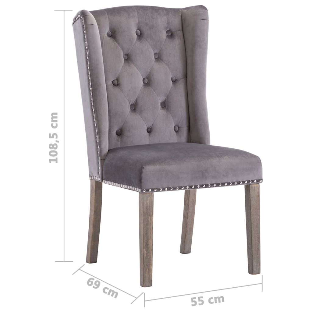 Chaises de salle à manger, lot de 4, velours gris