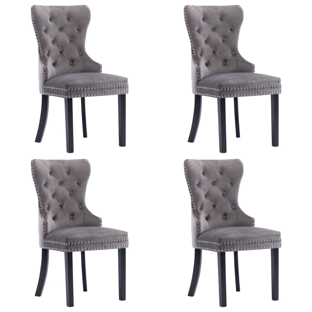 Chaises de salle à manger, lot de 4, velours gris
