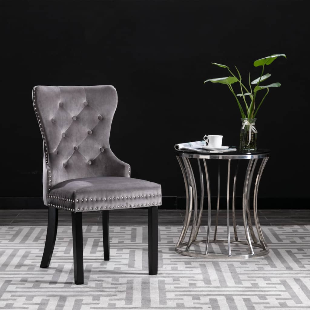 Chaises de salle à manger, lot de 4, velours gris