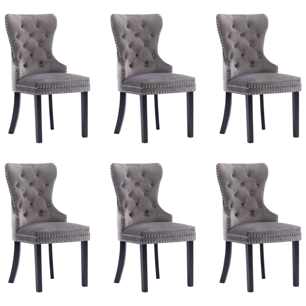 Dining chairs 6 pcs. Grey velvet