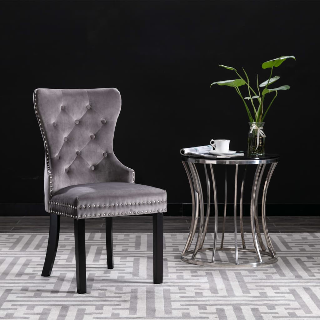 Dining chairs 6 pcs. Grey velvet