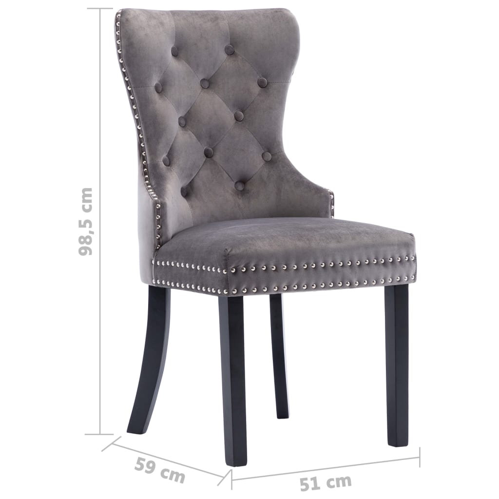 Dining chairs 6 pcs. Grey velvet