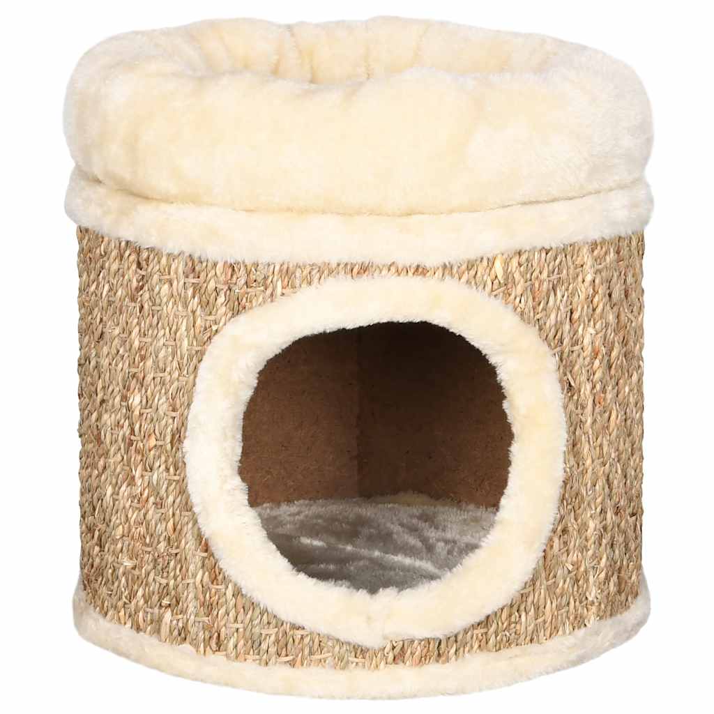 Cat house with luxurious cat bed 33 cm seagrass