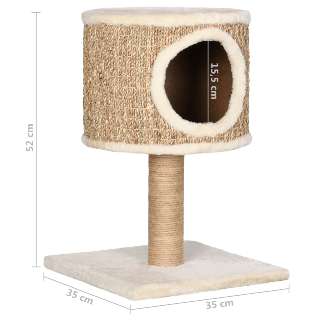 Cat scratching post with cat cave 52 cm seagrass