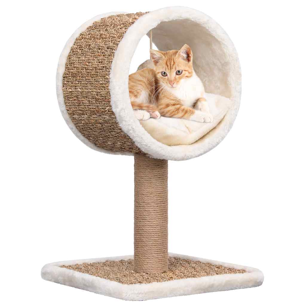 Cat scratching post with tunnel and toy 56 cm seagrass
