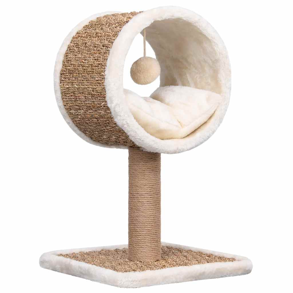 Cat scratching post with tunnel and toy 56 cm seagrass