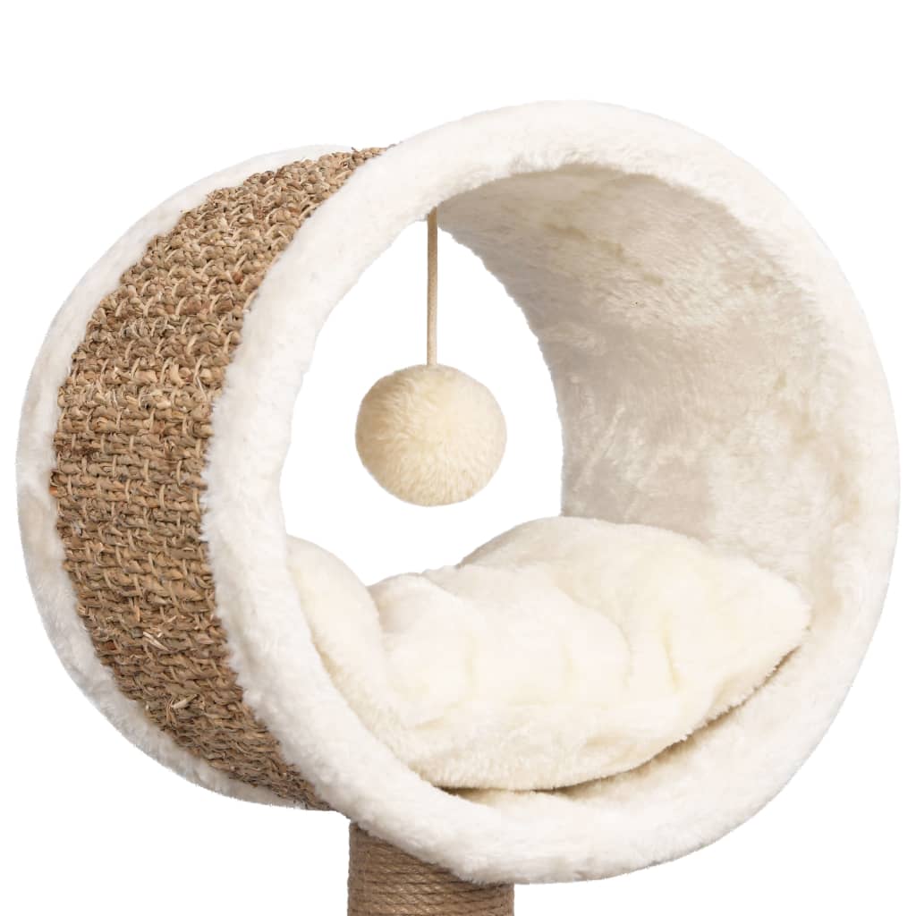 Cat scratching post with tunnel and toy 56 cm seagrass