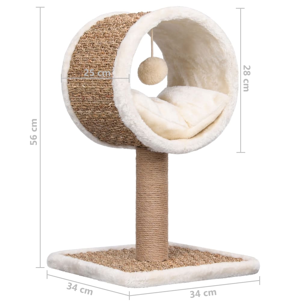 Cat scratching post with tunnel and toy 56 cm seagrass