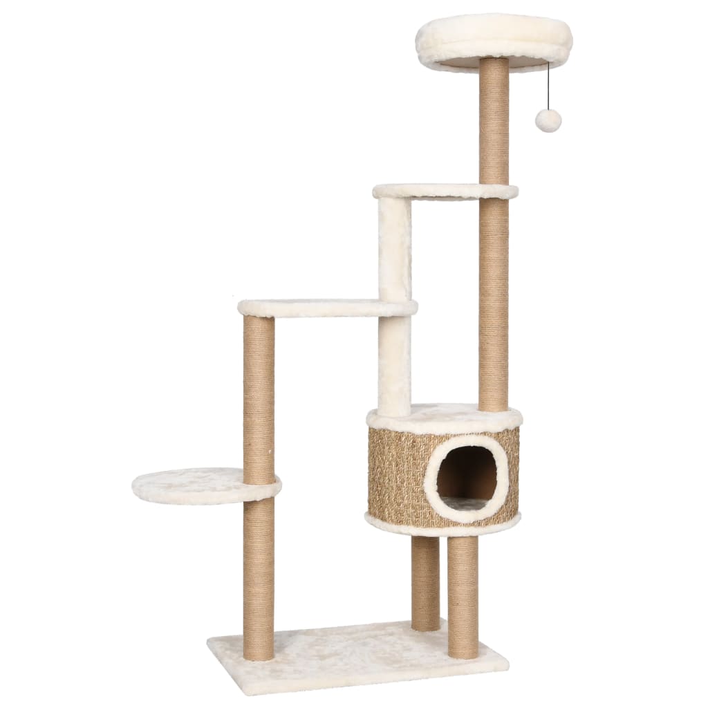 Cat scratching post with luxurious cushion 148 cm seagrass