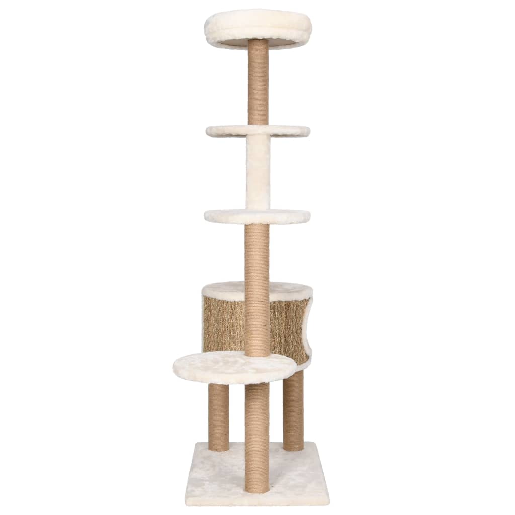Cat scratching post with luxurious cushion 148 cm seagrass