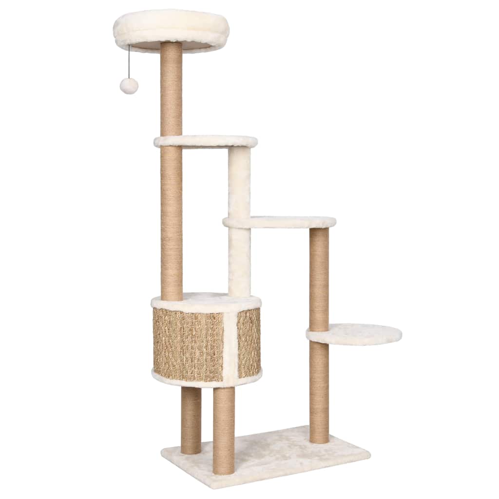 Cat scratching post with luxurious cushion 148 cm seagrass