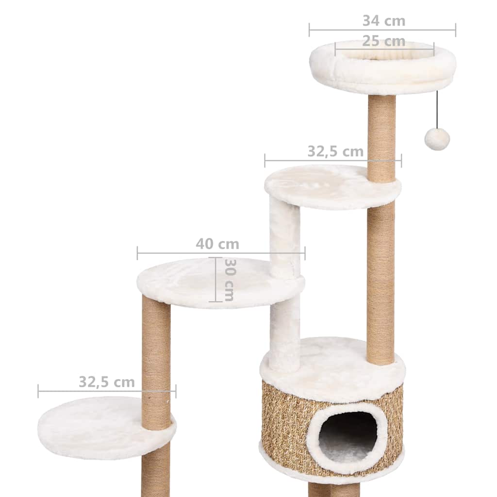 Cat scratching post with luxurious cushion 148 cm seagrass