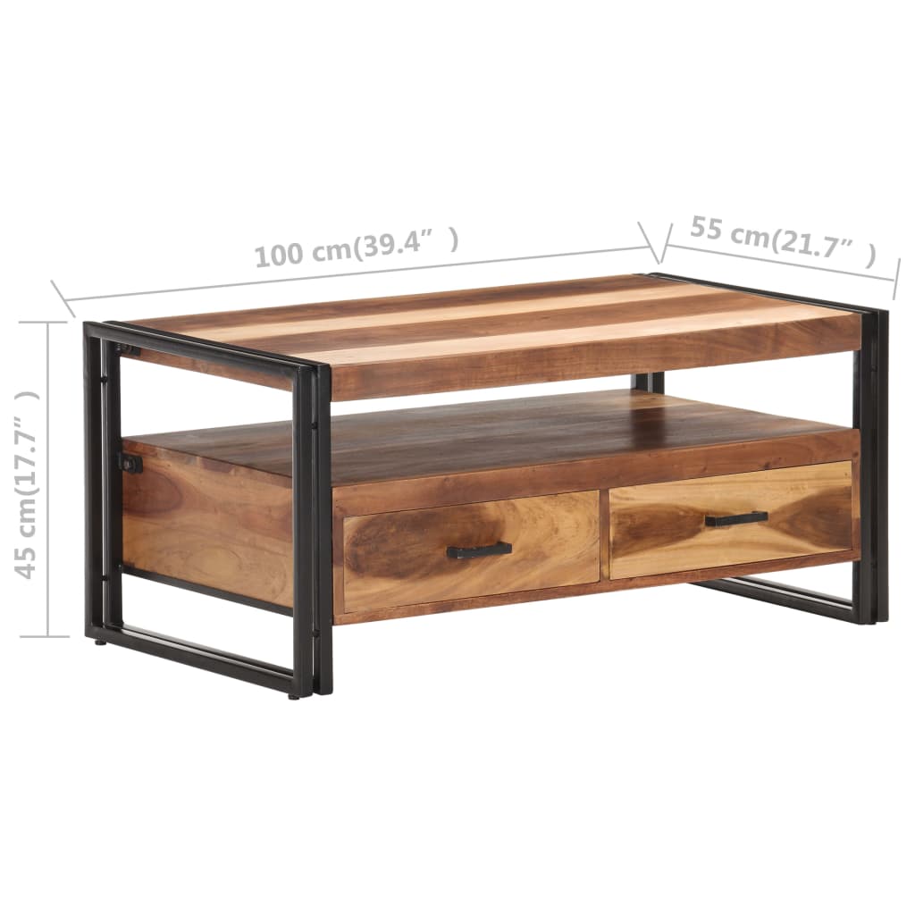 Couchtisch 100x55x45 cm Massivholz Akazie