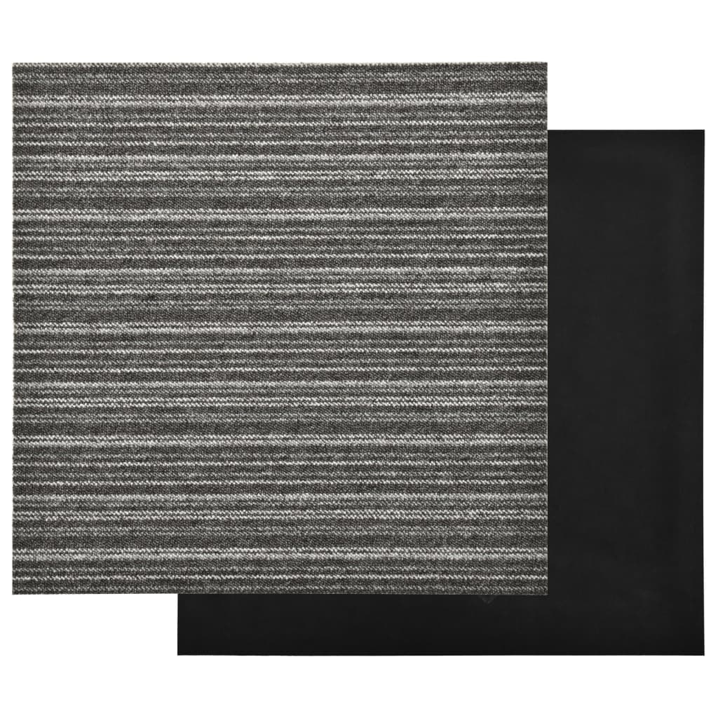 Dalles de moquette 20 pièces 5 m² 50x50 cm rayées anthracite