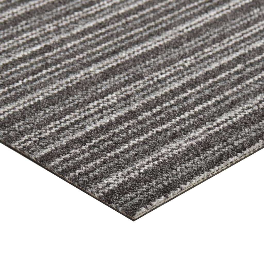 Dalles de moquette 20 pièces 5 m² 50x50 cm rayées anthracite