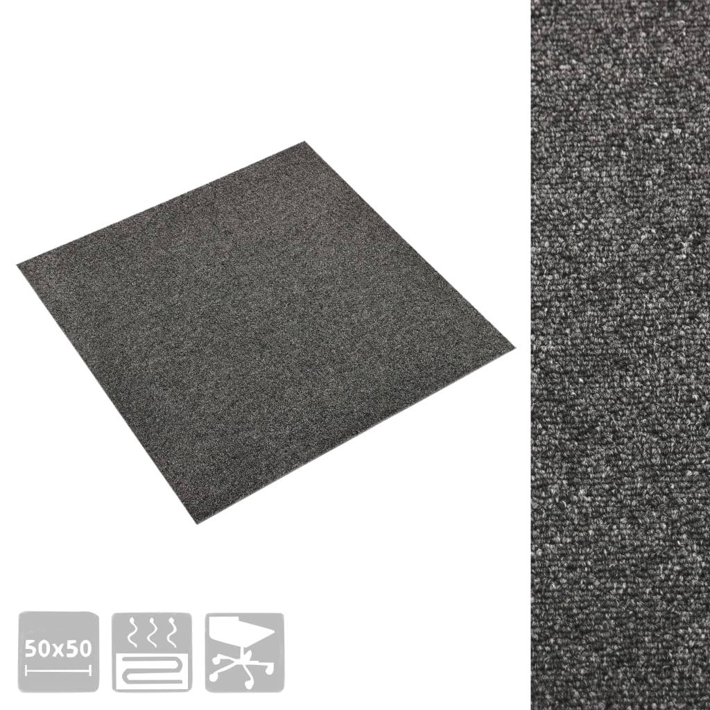 Dalles de moquette 20 pièces 5 m² 50x50 cm anthracite