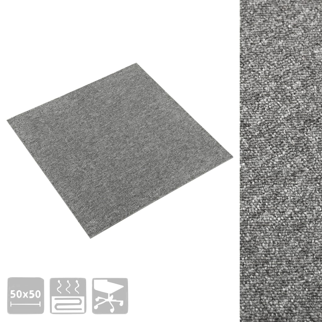 Dalles de moquette 20 pièces 5 m² 50x50 cm gris