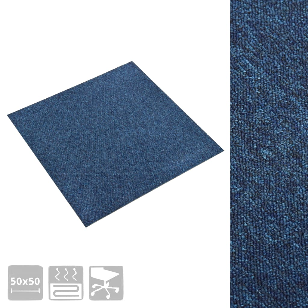 Dalles de moquette 20 pièces 5 m² 50x50 cm bleu foncé