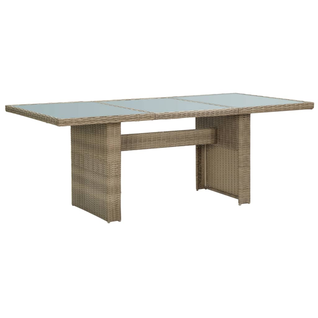 Table à manger de jardin marron 200x100x74 cm verre et résine tressée