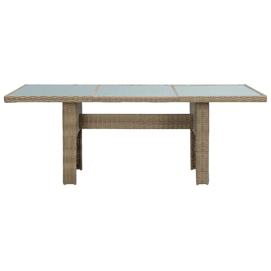 Table à manger de jardin marron 200x100x74 cm verre et résine tressée