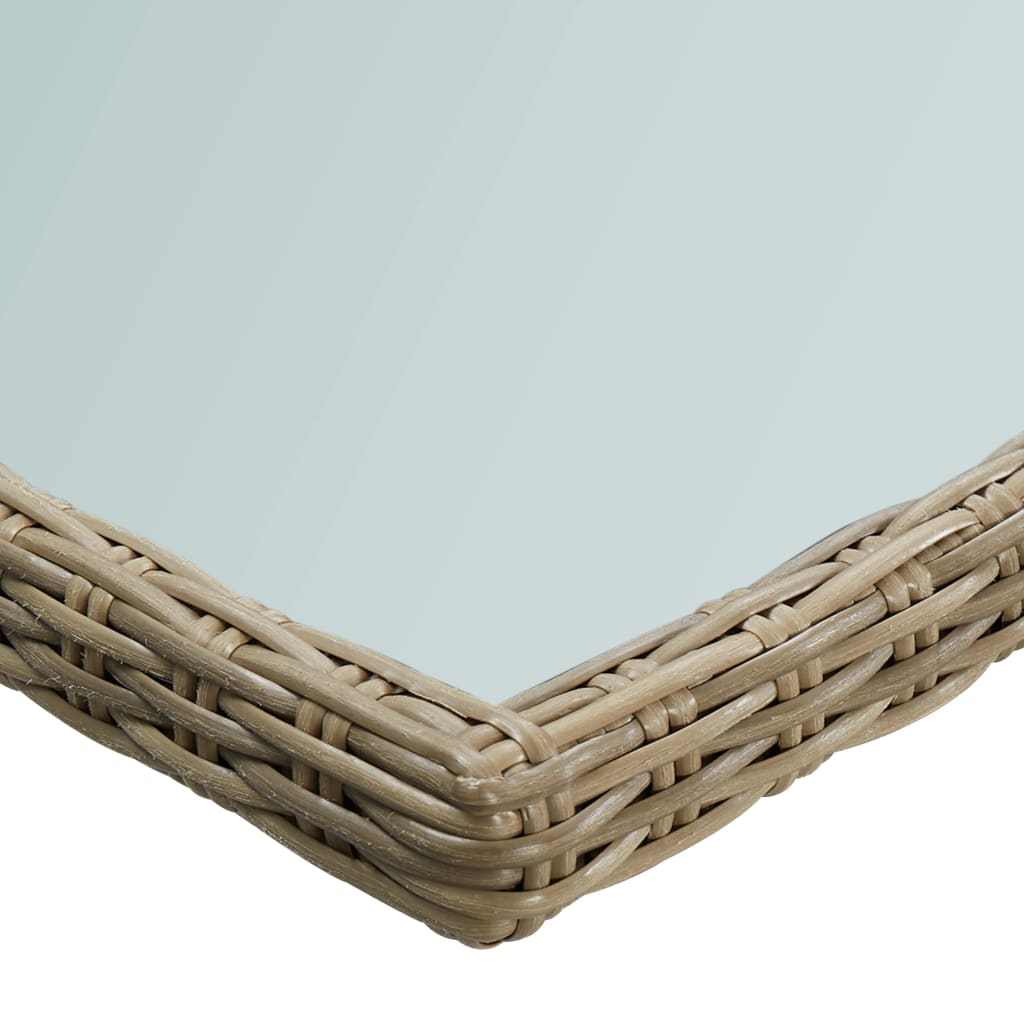 Table à manger de jardin marron 200x100x74 cm verre et résine tressée