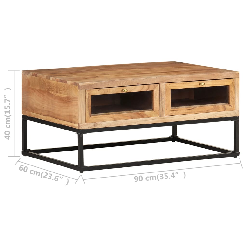Table basse 90x60x40 cm en bois d'acacia massif