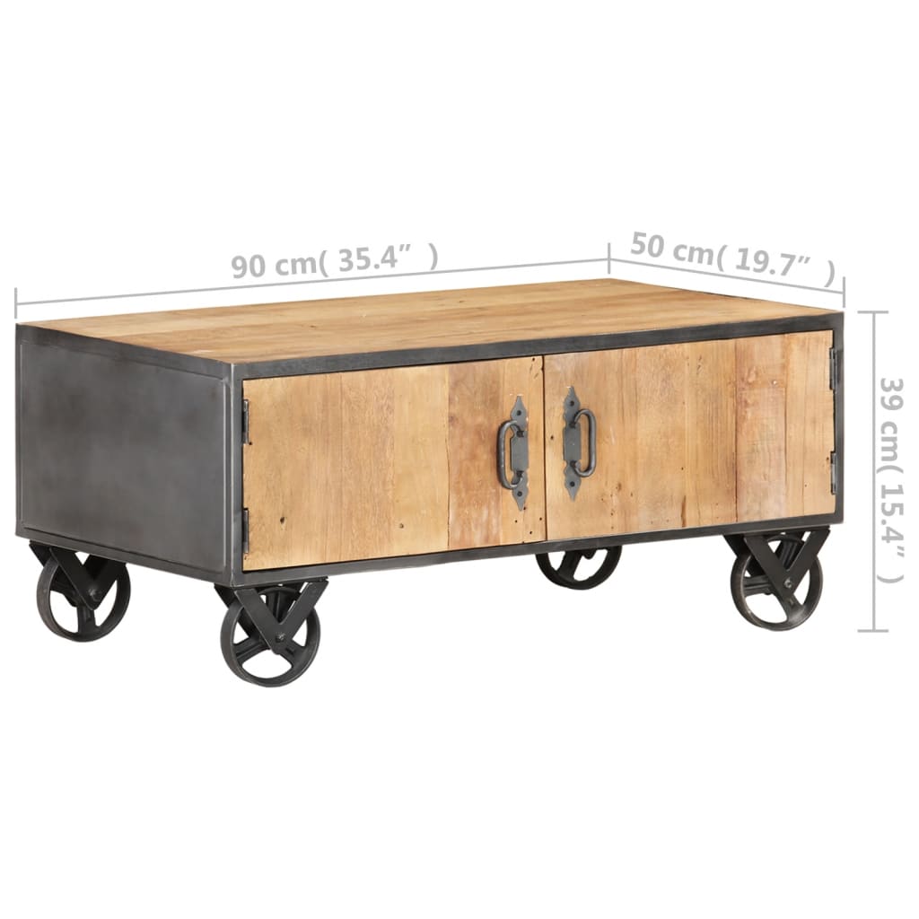 Table basse 90x50x39 cm en bois massif de récupération