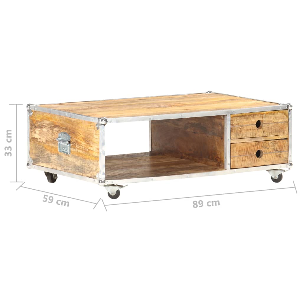 Table basse 89x59x33 cm Bois de manguier massif brut
