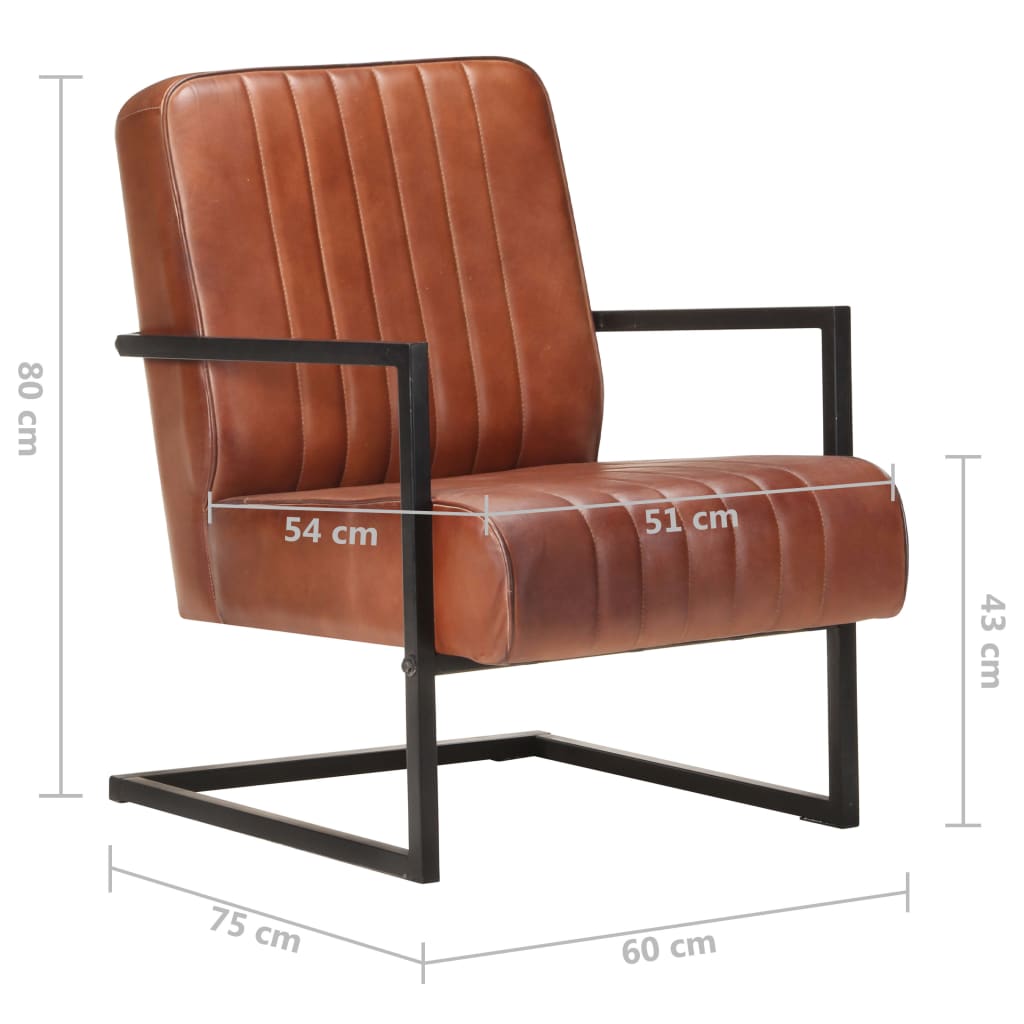 Freischwinger Sessel Braun Echtleder