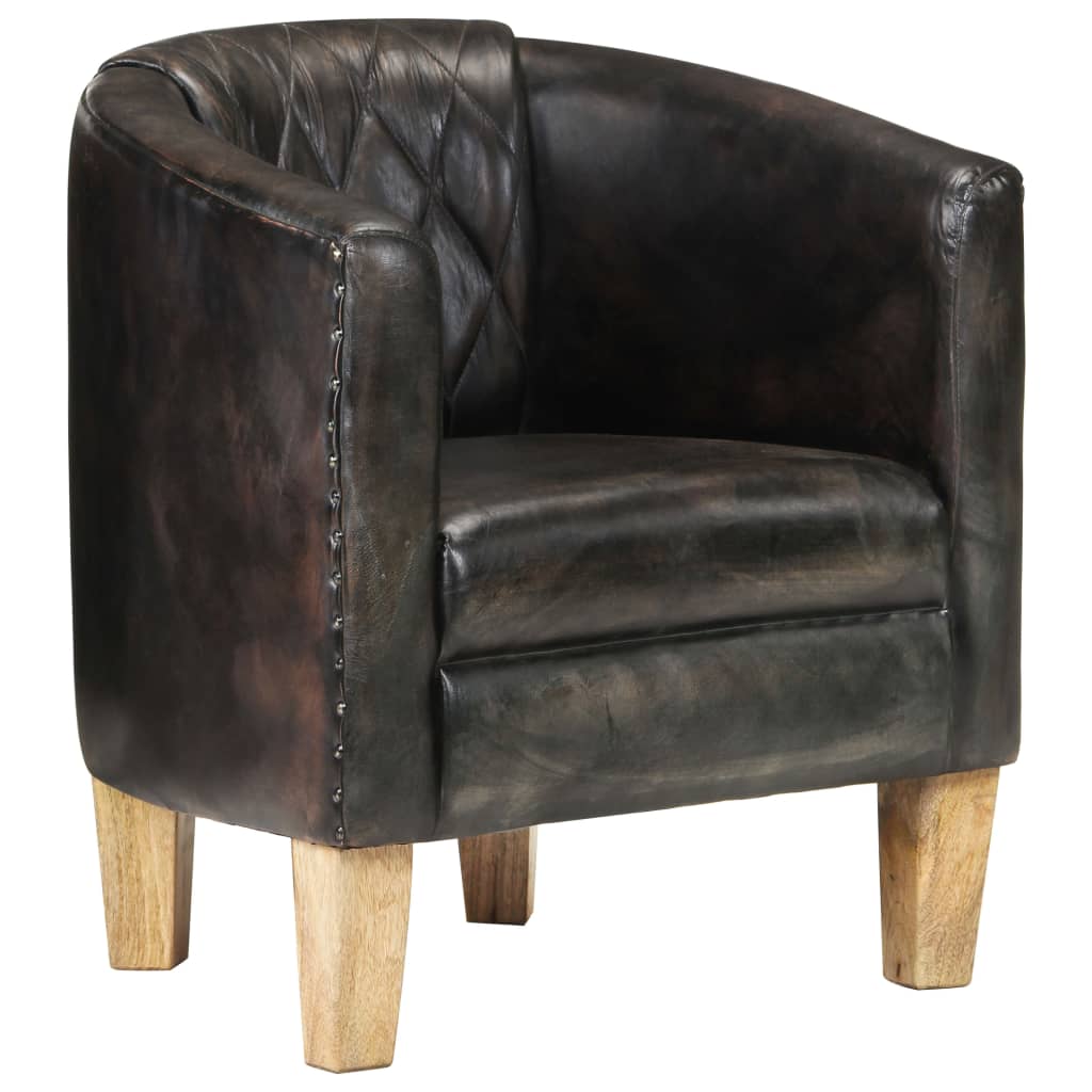 Sessel Grau Echtleder