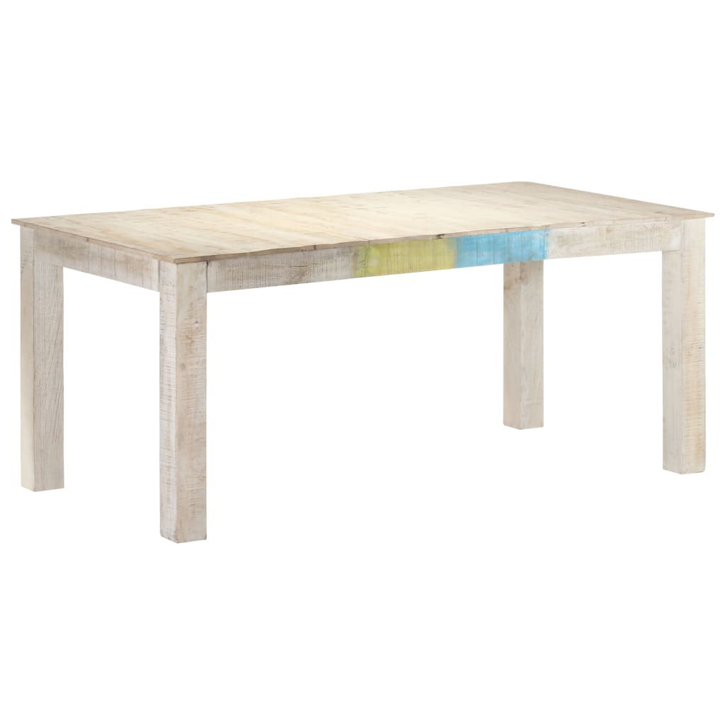 Table à manger blanche 180x90x76 cm en bois de manguier massif