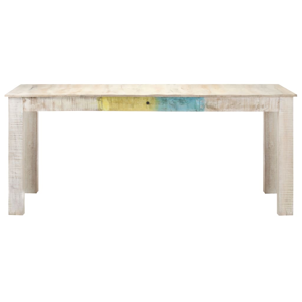 Table à manger blanche 180x90x76 cm en bois de manguier massif