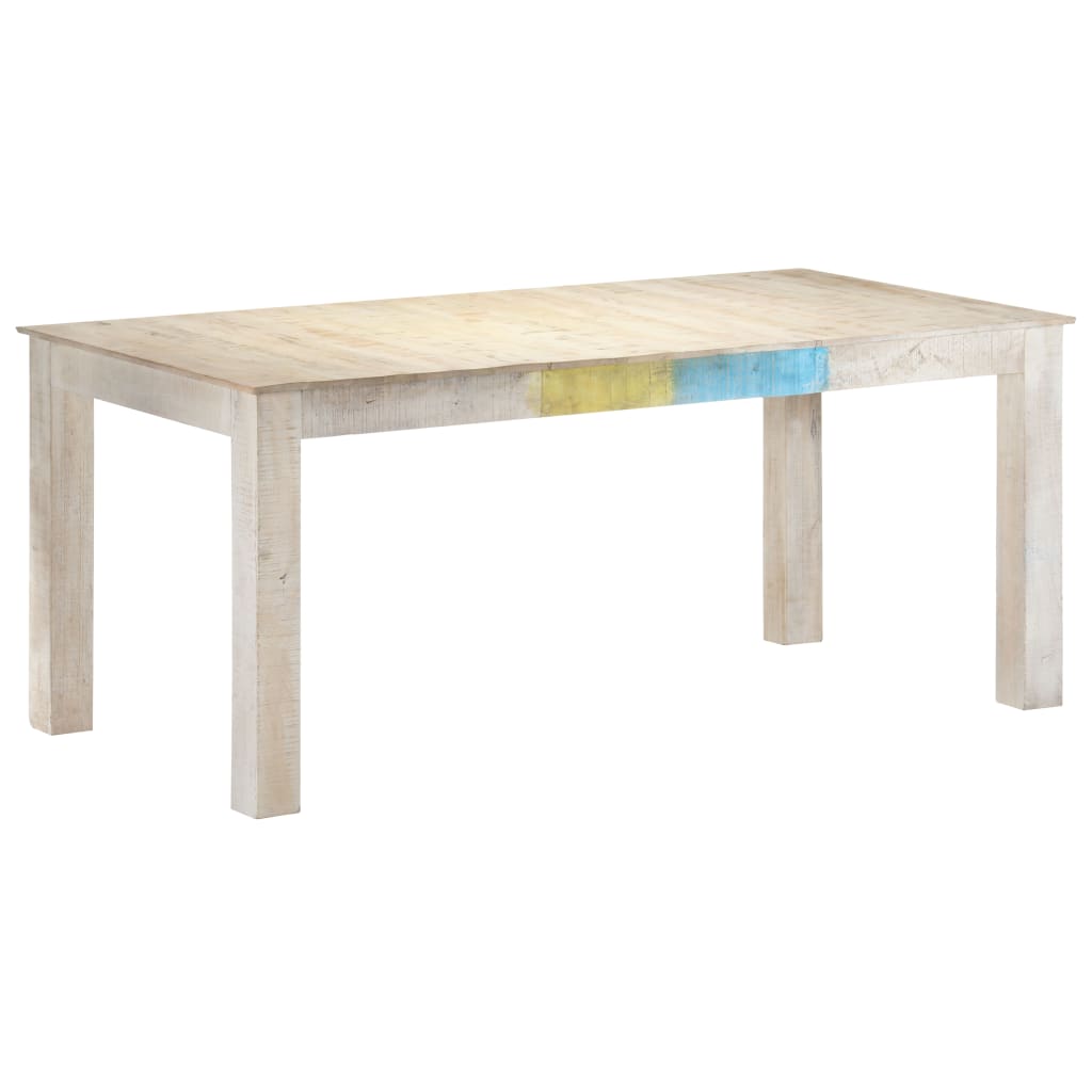Table à manger blanche 180x90x76 cm en bois de manguier massif