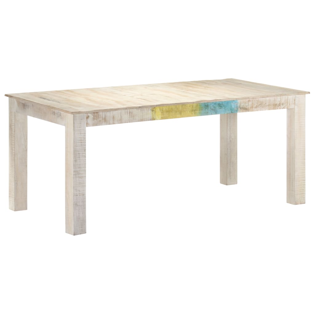 Table à manger blanche 180x90x76 cm en bois de manguier massif