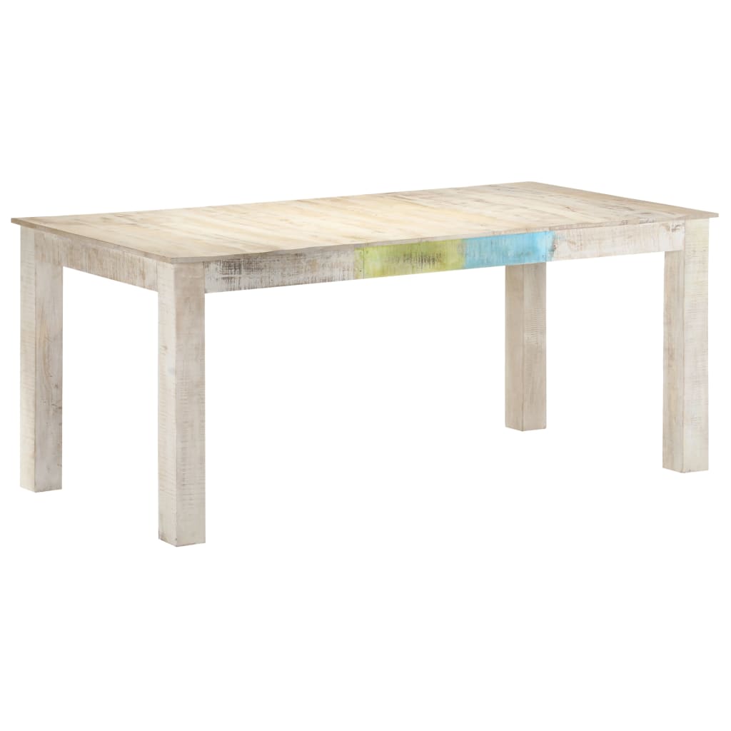 Table à manger blanche 180x90x76 cm en bois de manguier massif