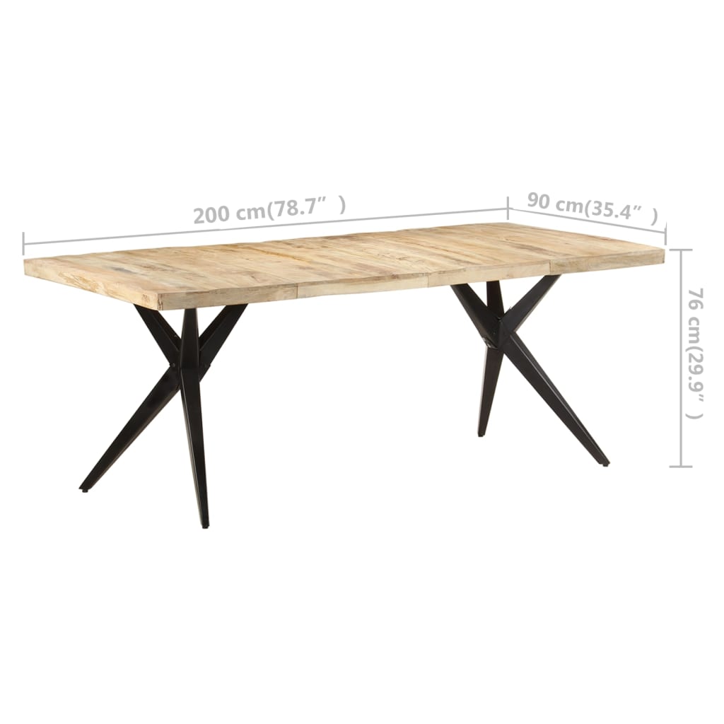 Dining table 200x90x76 cm Rough mango wood