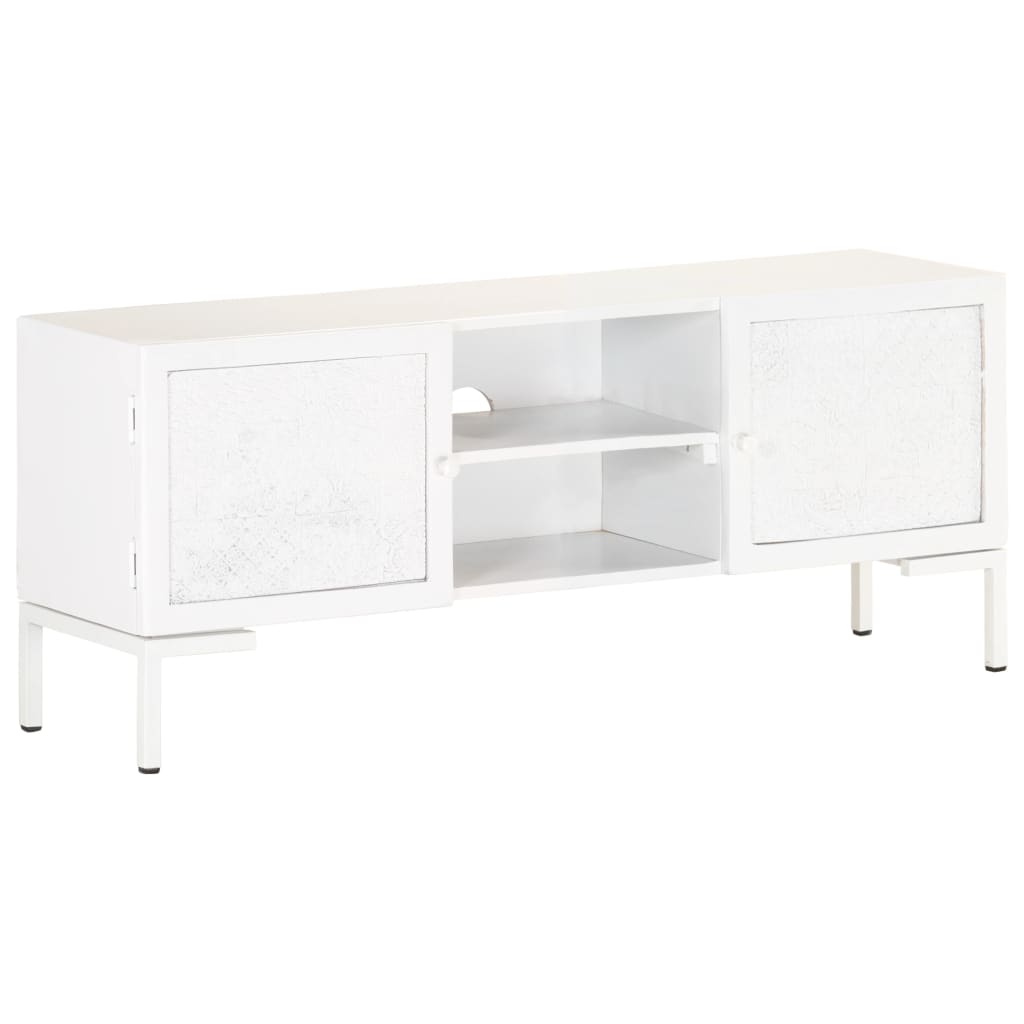 TV-Schrank Weiß 115x30x46 cm Massivholz Mango