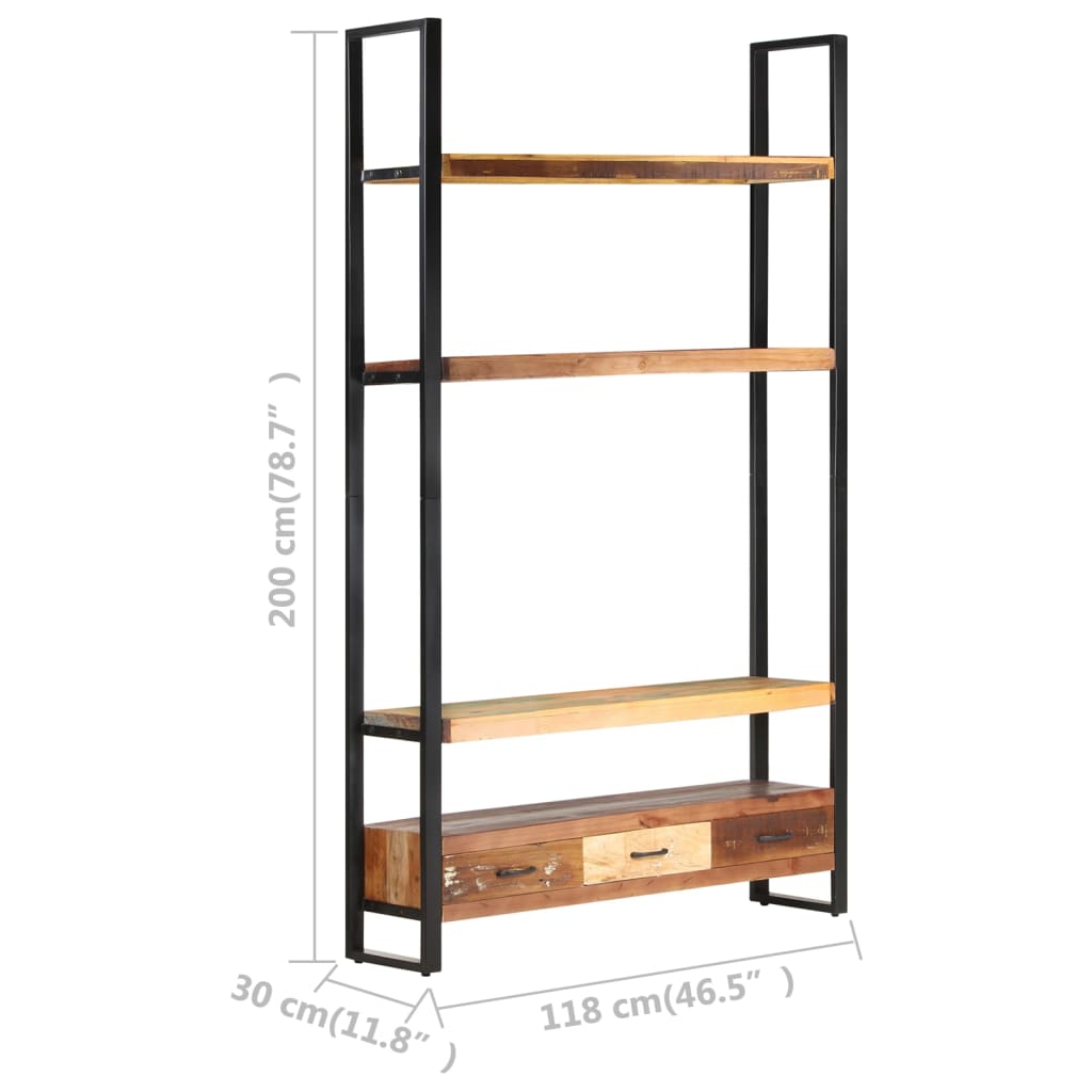 Bookshelf 118x30x200 cm solid reclaimed wood