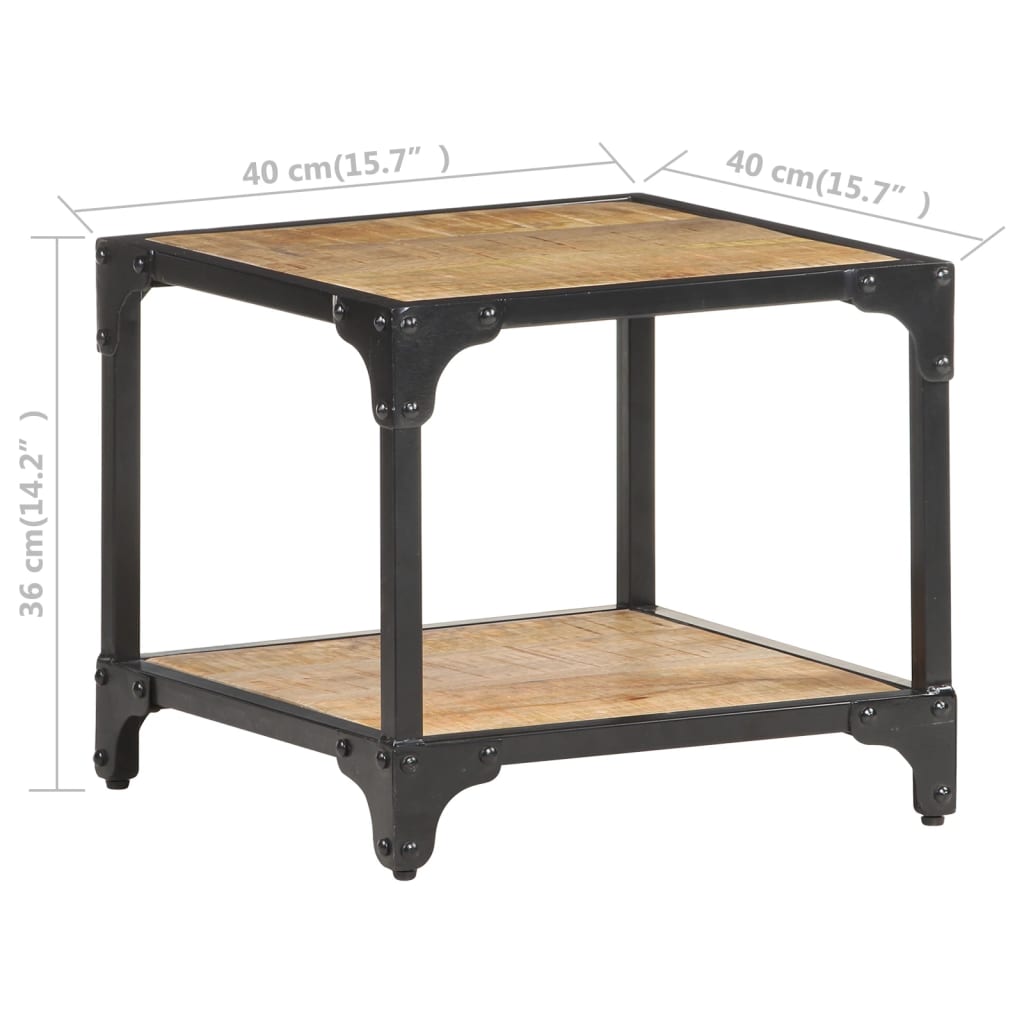 Couchtisch 40x40x36 cm Raues Mango-Massivholz