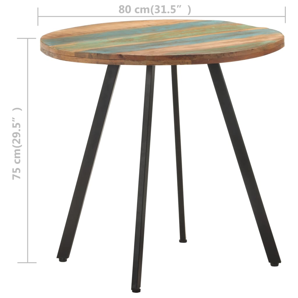 Table à manger 80 cm en bois massif de récupération