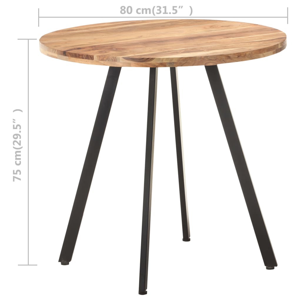 Dining table 80 cm solid acacia wood
