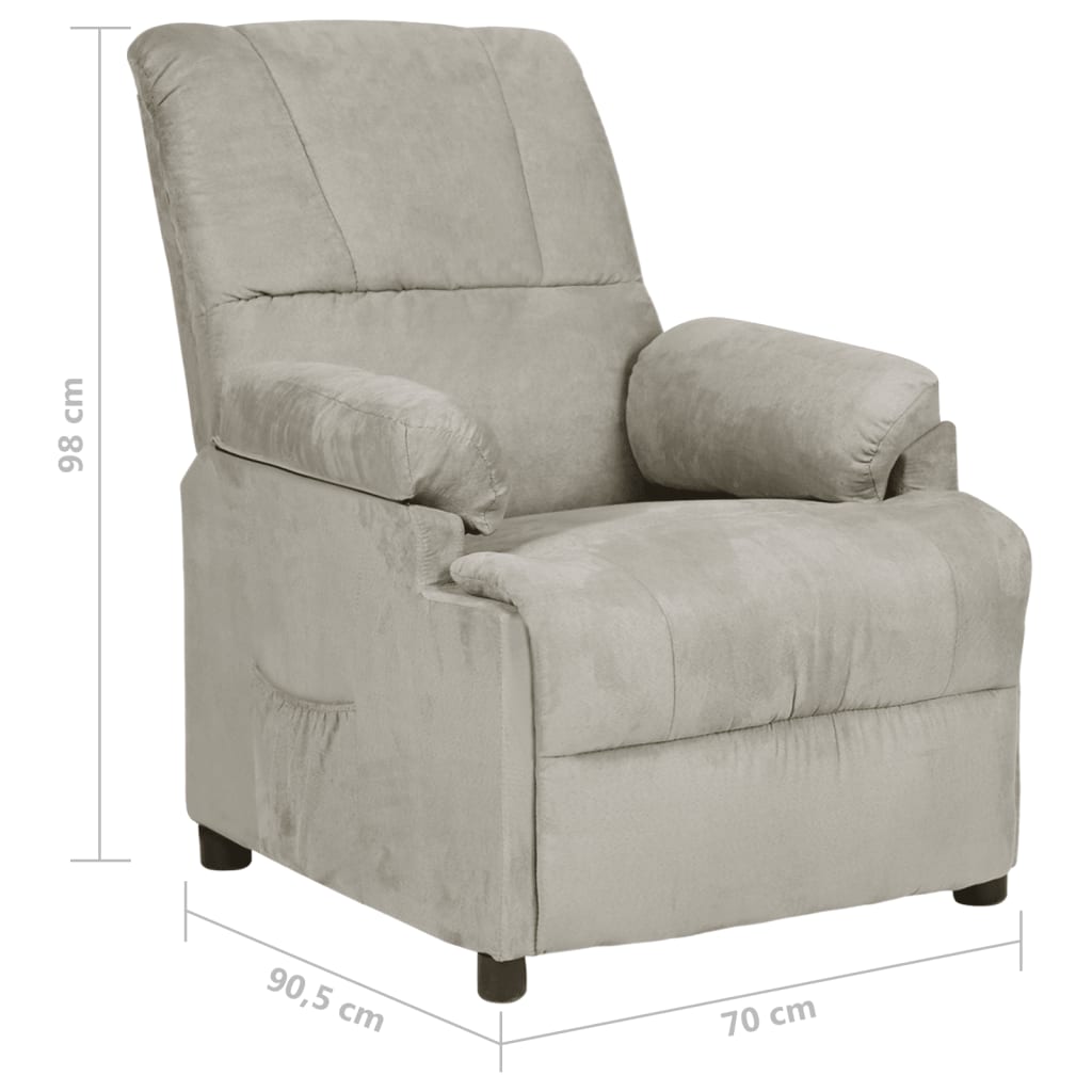 Relaxsessel Hellgrau Wildleder-Optik