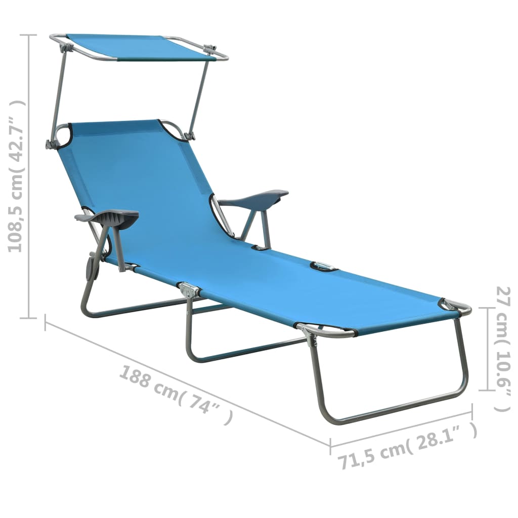 Chaise longue avec toit ouvrant bleu acier