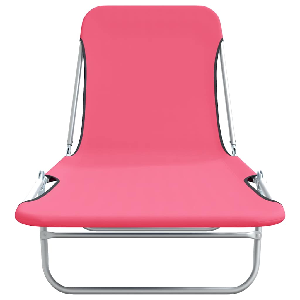 Klappbare Sonnenliegen 2 Stk. Stahl und Stoff Rosa