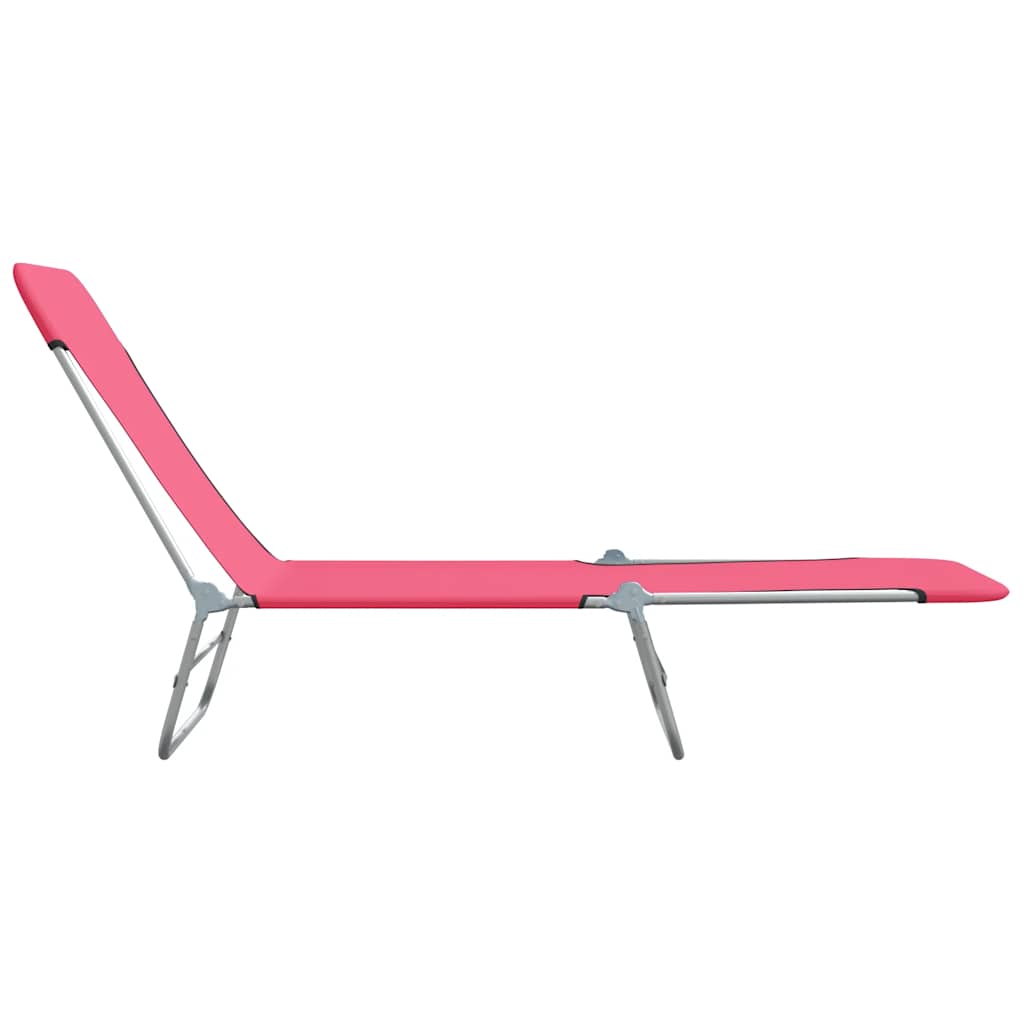 Klappbare Sonnenliegen 2 Stk. Stahl und Stoff Rosa