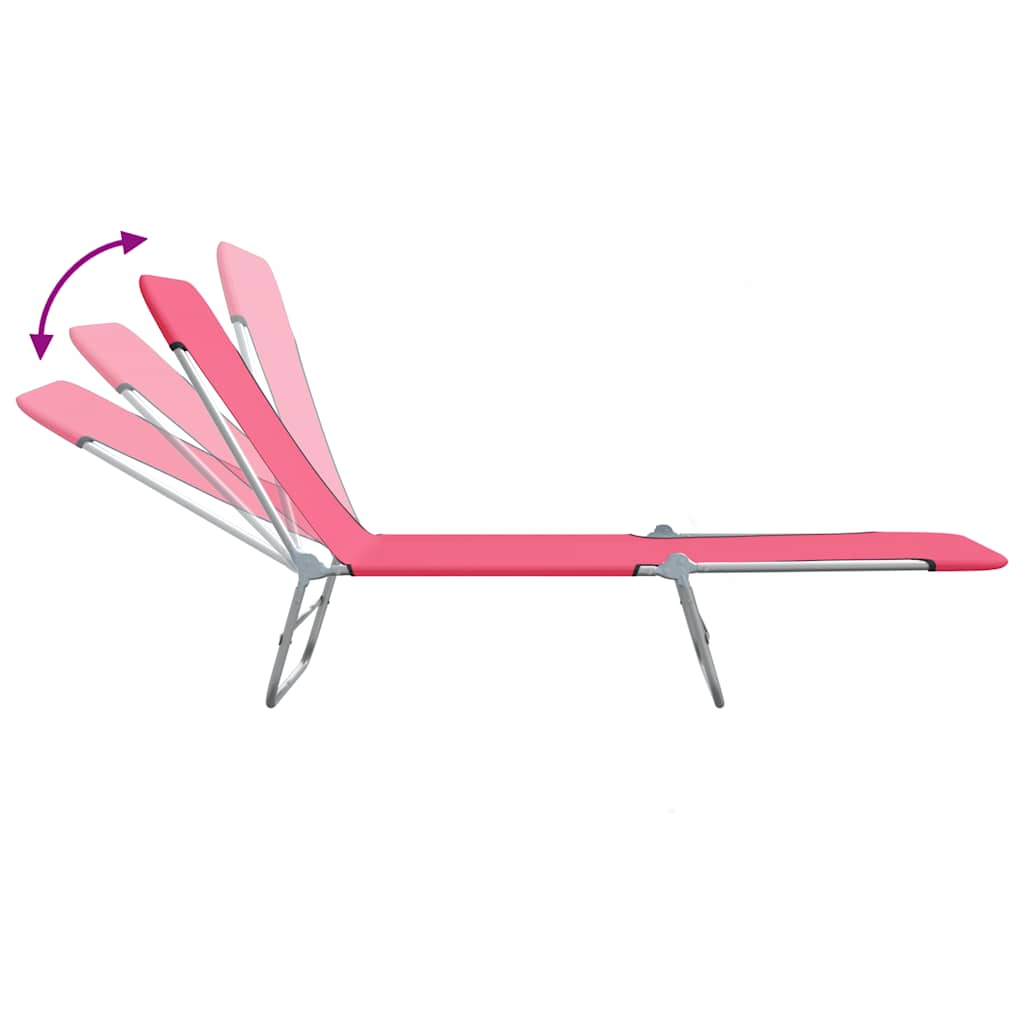 Klappbare Sonnenliegen 2 Stk. Stahl und Stoff Rosa